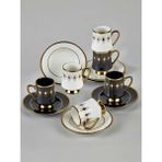 Neva N3500 Magro 6 Kişilik Kahve Fincan Takımı - Beyaz - Siyah - Gold - 90 ml