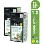 Neva NATURALIS (vegan) Amonyaksız 2'Lİ SET 1.0 YOĞUN SİYAH Kalıcı Krem Saç Boyası Seti - 1,0 Siyah