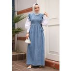 Neva Style 19113M Jile Mavi Tesettür Kot Elbise