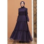 Neva Style 2335MOR Dantel Detaylı Mor Tesettür Abiye Elbise