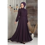 Neva Style 2703MOR Detaylı Mor Düğme Tesettür Elbise