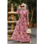 Neva Style 27930MOR Mor Desenli Tesettür Elbise