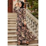 Neva Style - Çiçek Desenli Vizon Tesettür Elbise 279312v