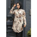 Neva Style Desenli Bej Tesettür Tunik 11550bej