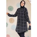 Neva Style Desenli Siyah Tesettür Tunik 11717S