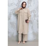 Neva Style Düğmeli Bej Tesettür İkili Takım 44661BEJ