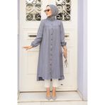 Neva Style Düğmeli Gri Tesettür Tunik 5642GR