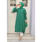 Neva Style Düğmeli Yeşil Tesettür Tunik 5642Y