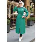Neva Style - Düğmeli Yeşil Tesettür Tunik 645y