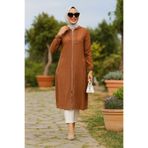 Neva Style Fermuarlı Kahverengi Tesettür Kap 70792KH