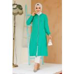 Neva Style Fermuarlı Yeşil Tesettür Kap 70792Y