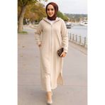 Neva Style Kapşonlu Bej Tesettür Kap 72231BEJ