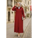 Neva Style Kapşonlu Bordo Tesettür Kap 72231BR