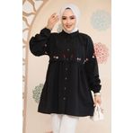Neva Style Nakış Desenli Siyah Tesettür Tunik 40603S