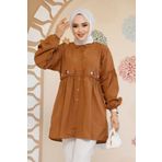 Neva Style Nakış Desenli Taba Tesettür Tunik 40603TB