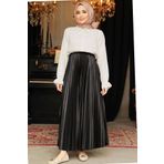 Neva Style Pileli Siyah Tesettür Etek 9207S