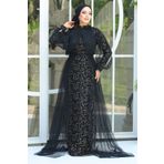 Neva Style Pul Payetli Gold Tesettür Abiye Elbise 54410gold