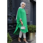 Neva Style Yarasa Kol Yeşil Tesettür Tunik 170015Y