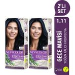 Nevacolor INTENSIVE 2'Lİ SET 1.11 GECE MAVİSİ Kalıcı Krem Saç Boyası Seti