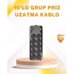 Nevamel® 10’Lu Çoklu Priz Termal Korumalı Usb Type-C Çıkışlı 2500W Uzatma Kablosu