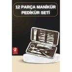 Nevamel 12 Parça Manikür Pedikür Seti Özel Deri Çanta El Ayak Bakımı Akne ve Sivilce Temizleme