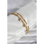 Nevamel® 316L Çelik Gold Renk Dorika Ve İtalyan Zincirli Model Kadın Bileklik 5886