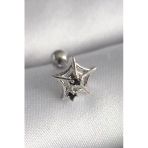 Nevamel® 316L Çelik Gümüş Renk Siyah Zirkon Taş Detay Örümcek Ağ Model Tragus Piercing 5886