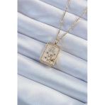 Nevamel® 316L Çelik Zincir Altın Renk Zirkon Taşlı Aslan Figürlü Tarot Kolye 5886
