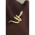 Nevamel® Ayarlanabilir Gold Renk Zirkon Taşlı Yılan Yüzük 5886