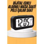 Nevamel Dijital Masa Saati Takvim Çalar Saat Alarmlı Işıklı Led Ekran Pilli