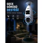 Nevamel® Gece Görüşlü Çift Lens Wi-Fi Ampul Kamera Mobil Takip Destekli