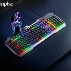 Nevamel Inphic K2 USB Kablolu Oyun Klavyesi 104-KEY Sessiz Oyun Klavyesi Bilgisayar Laptop Için Cep Telefonu Yerleştirme ALANI-(5775) - Standart - Çok Renkli