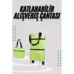 Nevamel® Katlanabilir Tekerlekli Çantalı Çarşı Pazar Arabası Alışveriş Çantası Piknik Çantası