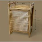 Nevamel Orta Boy Ahşap Bambu Kirli Sepeti 40X35x60