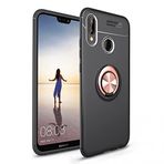 Nevarium Dtech Huawei P20 Lite Uyumlu Kılıf Yüzüklü Silikon Range Siyah-Gold
