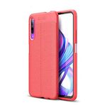 Nevarium Huawei P Smart Pro 2019 Uyumlu Kılıf Deri Dokulu Kamera Korumalı Silikon - Kırmızı