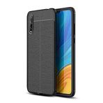Nevarium Huawei P Smart S (Y8P) Uyumlu Kılıf Deri Dokulu Kamera Korumalı Silikon - Siyah