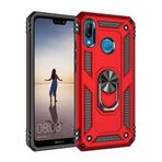 Nevarium Huawei P20 Lite Uyumlu Kılıf Tank Yüzüklü Silikon Kapak - Kırmızı