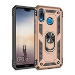 Nevarium Huawei P20 Lite Uyumlu Kılıf Tank Yüzüklü Yüksek Korumalı Silikon - Gold
