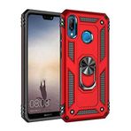 Nevarium Huawei P20 Lite Uyumlu Kılıf Tank Yüzüklü Yüksek Korumalı Silikon - Kırmızı