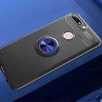 Nevarium Huawei Y7 2018 Uyumlu Kılıf Yüzüklü Silikon Range - Siyah-Mavi