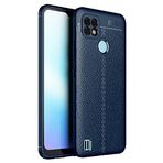 Nevarium Realme C21 Uyumlu Kılıf Deri Dokulu Silikon Focus - Lacivert Lacivert