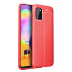 Nevarium Samsung Galaxy A02S Uyumlu Kılıf Focus Derili Silikon - Kırmızı