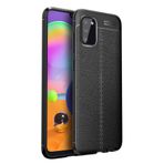 Nevarium Samsung Galaxy A02S Uyumlu Kılıf Focus Derili Silikon - Siyah