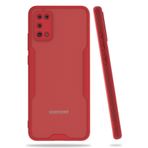 Nevarium Samsung Galaxy A02S Uyumlu Kılıf Mat Kamera Korumalı Silikon Platin - Kırmızı
