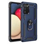 Nevarium Samsung Galaxy A02S Uyumlu Kılıf Tank Yüzüklü Yüksek Korumalı Silikon - Lacivert