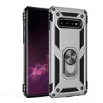 Nevarium Samsung Galaxy S10 Plus Uyumlu Kılıf Tank Yüzüklü Silikon Kapak - Gümüş