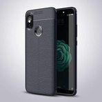Nevarium Xiaomi Mi 8 SE Uyumlu Kılıf Deri Dokulu Kamera Korumalı Silikon - Lacivert