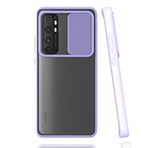 Nevarium Xiaomi Mi Note 10 Lite Lens Sürgülü Lila Uyumlu Silikon Kılıf