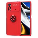 Nevarium Xiaomi Poco M4 Pro 4G Uyumlu Kılıf Yüzüklü Silikon Range - Kırmızı